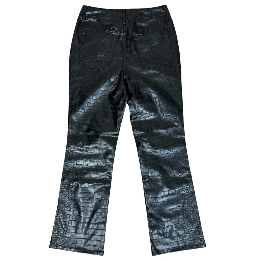 JOE'S Jeans Black Croc Embossed Faux Leather Bootcut Ankle‎ Pants Size Small